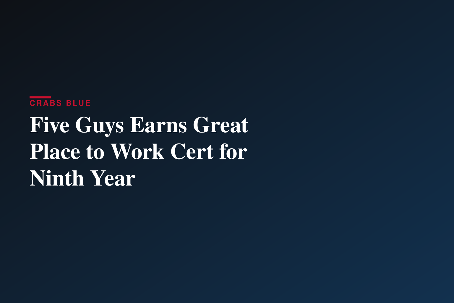 Five Guys Earns Great Place To Work Certification™